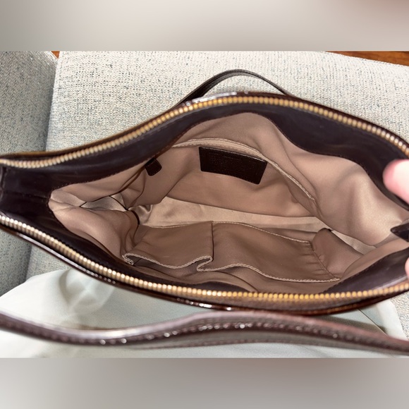 Coach Ashley Chocolate Brown Patent Leather Crossbody-Silver Hardware - Picture 14 of 16